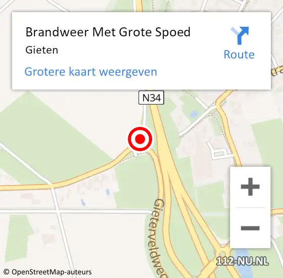 Locatie op kaart van de 112 melding: Brandweer Met Grote Spoed Naar Gieten op 24 februari 2021 16:12