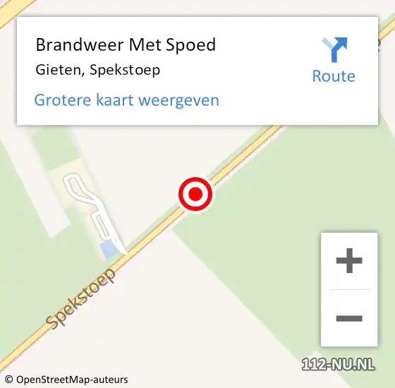 Locatie op kaart van de 112 melding: Brandweer Met Spoed Naar Gieten, Spekstoep op 24 februari 2021 16:16