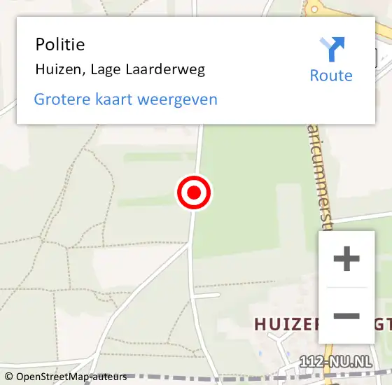 Locatie op kaart van de 112 melding: Politie Huizen, Lage Laarderweg op 24 februari 2021 16:18