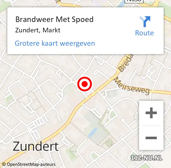 Locatie op kaart van de 112 melding: Brandweer Met Spoed Naar Zundert, Markt op 24 februari 2021 16:22