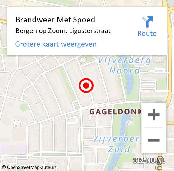 Locatie op kaart van de 112 melding: Brandweer Met Spoed Naar Bergen op Zoom, Ligusterstraat op 24 februari 2021 17:00