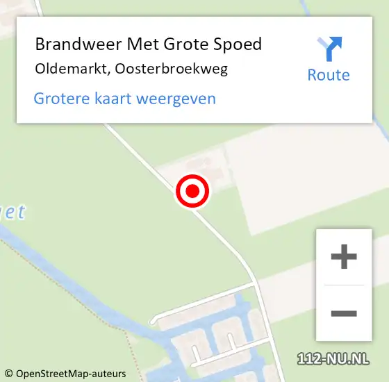 Locatie op kaart van de 112 melding: Brandweer Met Grote Spoed Naar Oldemarkt, Oosterbroekweg op 24 februari 2021 17:05