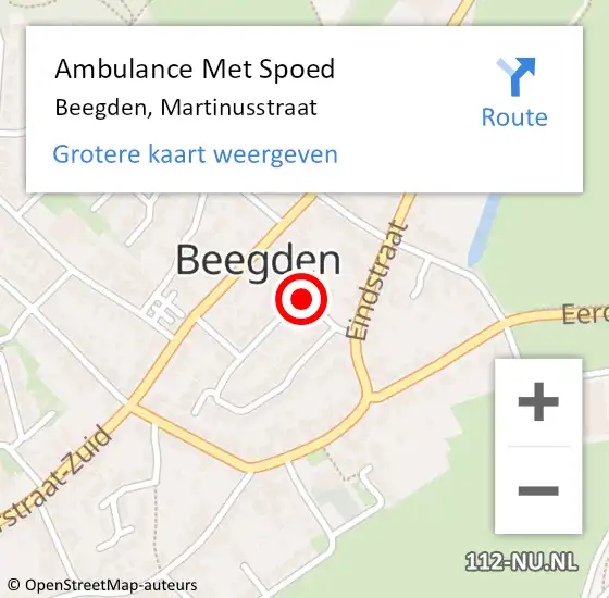 Locatie op kaart van de 112 melding: Ambulance Met Spoed Naar Beegden, Martinusstraat op 24 februari 2021 18:12