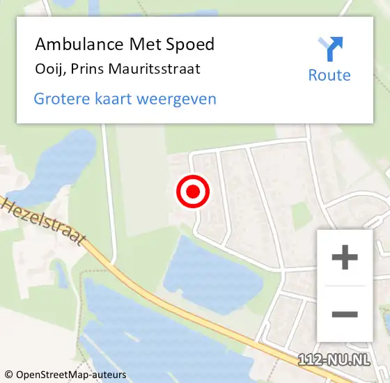 Locatie op kaart van de 112 melding: Ambulance Met Spoed Naar Ooij, Prins Mauritsstraat op 24 februari 2021 18:18
