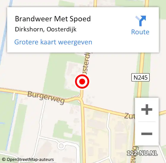 Locatie op kaart van de 112 melding: Brandweer Met Spoed Naar Dirkshorn, Oosterdijk op 24 februari 2021 19:19