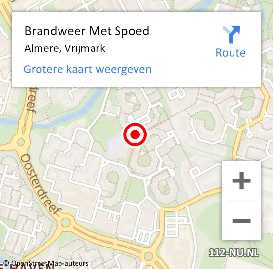 Locatie op kaart van de 112 melding: Brandweer Met Spoed Naar Almere, Vrijmark op 24 februari 2021 19:36