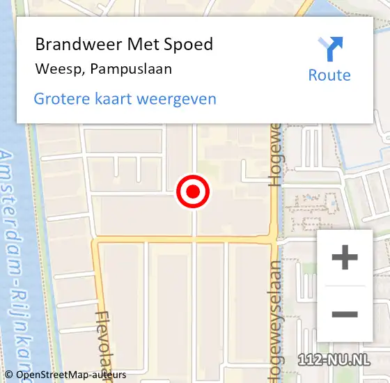 Locatie op kaart van de 112 melding: Brandweer Met Spoed Naar Weesp, Pampuslaan op 24 februari 2021 20:58