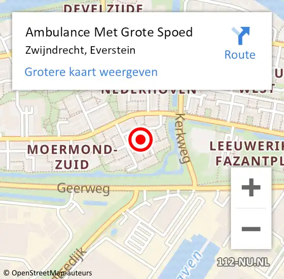 Locatie op kaart van de 112 melding: Ambulance Met Grote Spoed Naar Zwijndrecht, Everstein op 24 februari 2021 21:09