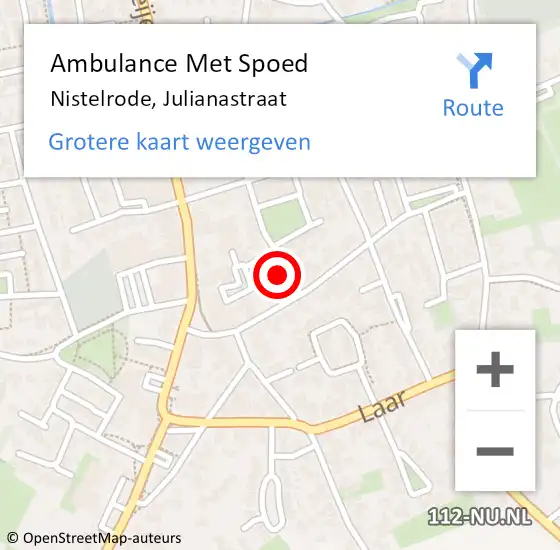 Locatie op kaart van de 112 melding: Ambulance Met Spoed Naar Nistelrode, Julianastraat op 3 juni 2014 08:40