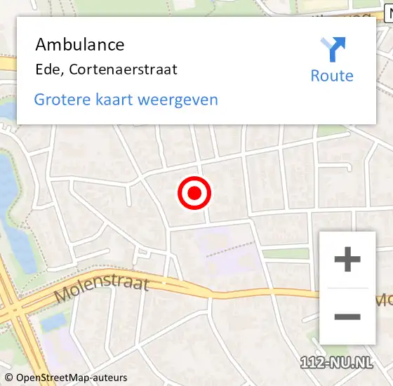 Locatie op kaart van de 112 melding: Ambulance Ede, Cortenaerstraat op 3 juni 2014 08:52