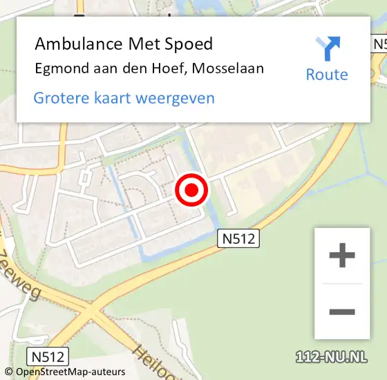 Locatie op kaart van de 112 melding: Ambulance Met Spoed Naar Egmond aan den Hoef, Mosselaan op 25 februari 2021 03:25