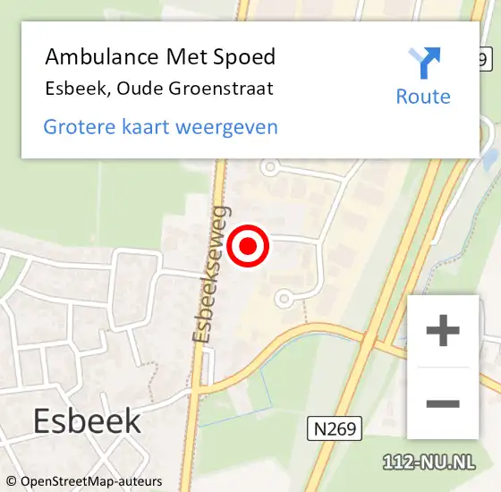 Locatie op kaart van de 112 melding: Ambulance Met Spoed Naar Esbeek, Oude Groenstraat op 3 juni 2014 08:54