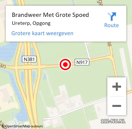 Locatie op kaart van de 112 melding: Brandweer Met Grote Spoed Naar Ureterp, Opgong op 25 februari 2021 08:49