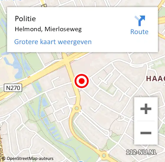 Locatie op kaart van de 112 melding: Politie Helmond, Mierloseweg op 25 februari 2021 08:49