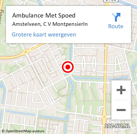 Locatie op kaart van de 112 melding: Ambulance Met Spoed Naar Amstelveen, C V Montpensierln op 25 februari 2021 11:39