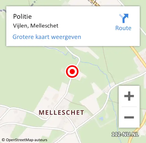 Locatie op kaart van de 112 melding: Politie Vijlen, Melleschet op 25 februari 2021 12:01