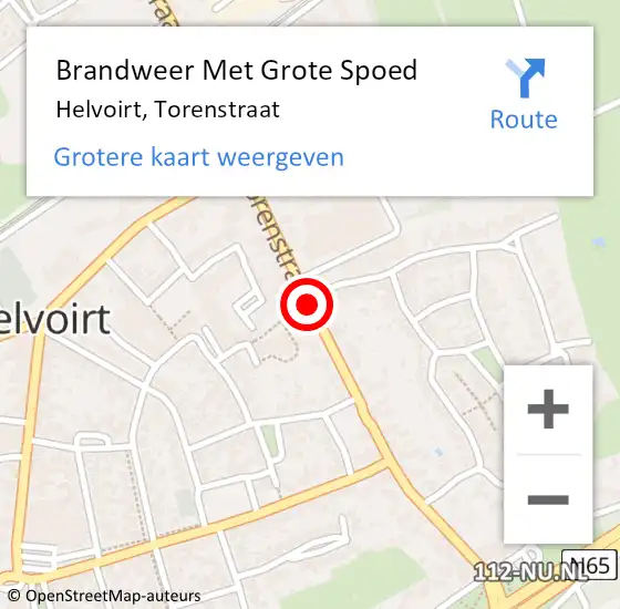 Locatie op kaart van de 112 melding: Brandweer Met Grote Spoed Naar Helvoirt, Torenstraat op 25 februari 2021 12:46