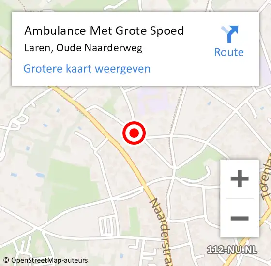 Locatie op kaart van de 112 melding: Ambulance Met Grote Spoed Naar Laren, Oude Naarderweg op 25 februari 2021 13:14