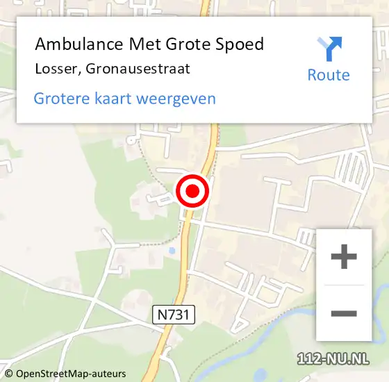 Locatie op kaart van de 112 melding: Ambulance Met Grote Spoed Naar Losser, Gronausestraat op 25 februari 2021 13:19