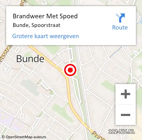 Locatie op kaart van de 112 melding: Brandweer Met Spoed Naar Bunde, Spoorstraat op 25 februari 2021 13:41