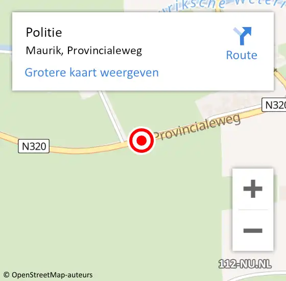 Locatie op kaart van de 112 melding: Politie Maurik, Provincialeweg op 25 februari 2021 13:54