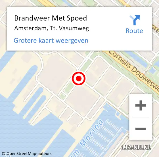 Locatie op kaart van de 112 melding: Brandweer Met Spoed Naar Amsterdam, Tt. Vasumweg op 25 februari 2021 14:10