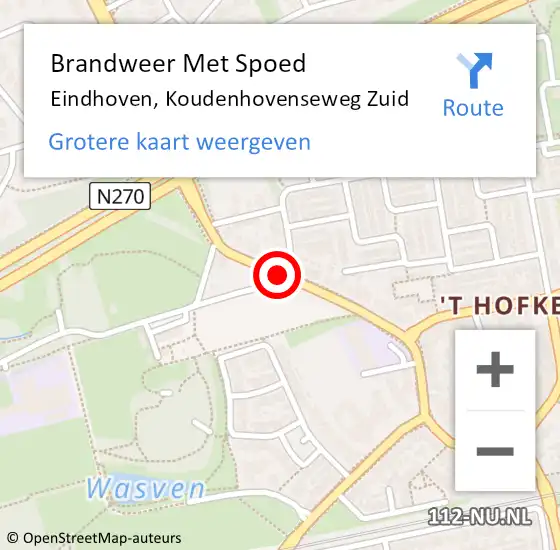 Locatie op kaart van de 112 melding: Brandweer Met Spoed Naar Eindhoven, Koudenhovenseweg Zuid op 25 februari 2021 14:16