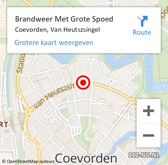 Locatie op kaart van de 112 melding: Brandweer Met Grote Spoed Naar Coevorden, Van Heutszsingel op 25 februari 2021 14:44