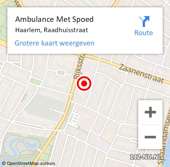 Locatie op kaart van de 112 melding: Ambulance Met Spoed Naar Haarlem, Raadhuisstraat op 25 februari 2021 14:54