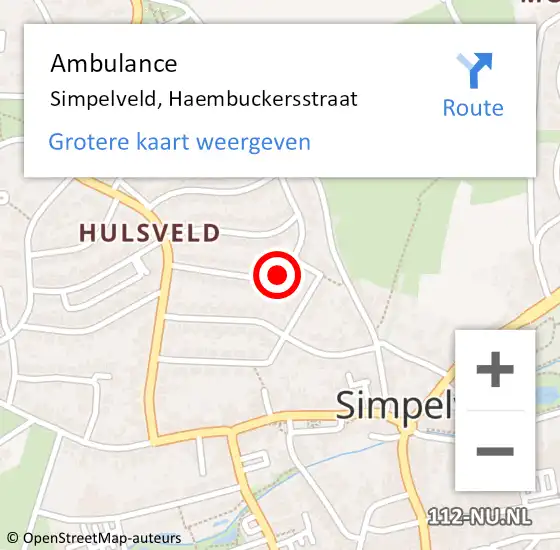 Locatie op kaart van de 112 melding: Ambulance Simpelveld, Haembuckersstraat op 3 juni 2014 09:44