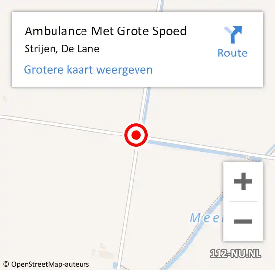 Locatie op kaart van de 112 melding: Ambulance Met Grote Spoed Naar Strijen, De Lane op 25 februari 2021 15:39