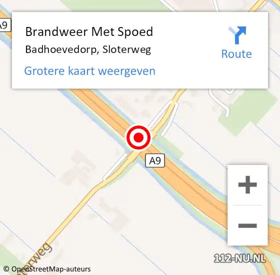Locatie op kaart van de 112 melding: Brandweer Met Spoed Naar Badhoevedorp, Sloterweg op 25 februari 2021 15:45