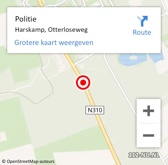 Locatie op kaart van de 112 melding: Politie Harskamp, Otterloseweg op 25 februari 2021 15:48