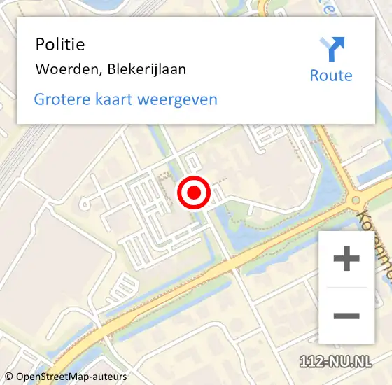 Locatie op kaart van de 112 melding: Politie Woerden, Blekerijlaan op 25 februari 2021 16:39