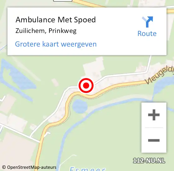 Locatie op kaart van de 112 melding: Ambulance Met Spoed Naar Zuilichem, Prinkweg op 25 februari 2021 16:42