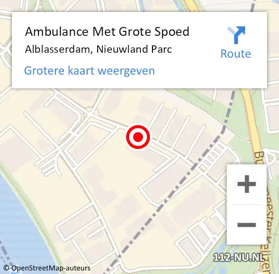 Locatie op kaart van de 112 melding: Ambulance Met Grote Spoed Naar Alblasserdam, Nieuwland Parc op 25 februari 2021 17:44