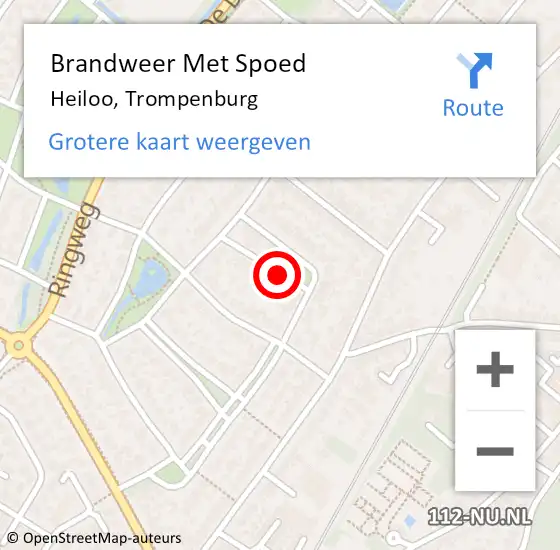 Locatie op kaart van de 112 melding: Brandweer Met Spoed Naar Heiloo, Trompenburg op 25 februari 2021 17:57