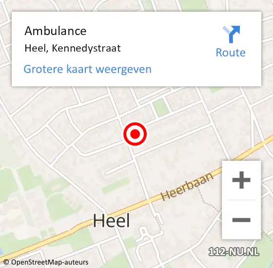 Locatie op kaart van de 112 melding: Ambulance Heel, Kennedystraat op 3 juni 2014 10:10