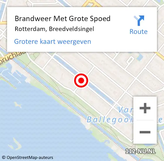 Locatie op kaart van de 112 melding: Brandweer Met Grote Spoed Naar Rotterdam, Breedveldsingel op 25 februari 2021 18:57