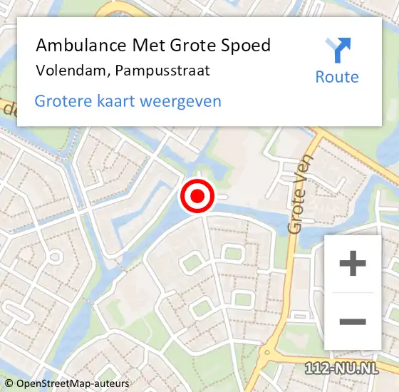 Locatie op kaart van de 112 melding: Ambulance Met Grote Spoed Naar Volendam, Pampusstraat op 25 februari 2021 19:57