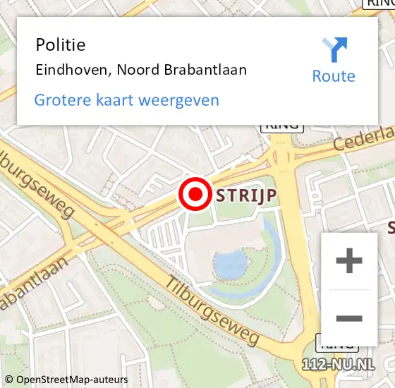 Locatie op kaart van de 112 melding: Politie Eindhoven, Noord Brabantlaan op 25 februari 2021 20:01