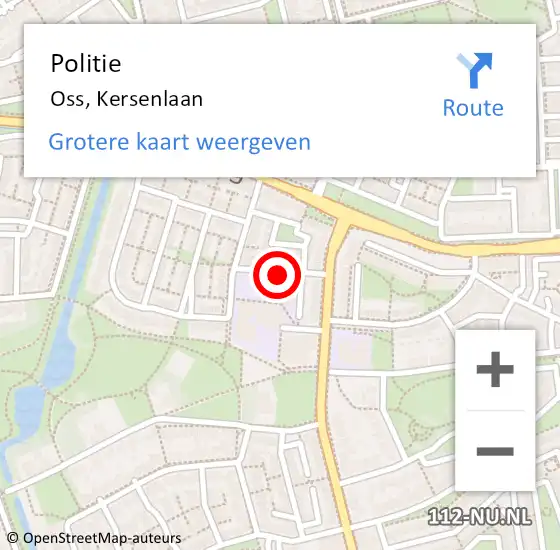 Locatie op kaart van de 112 melding: Politie Oss, Kersenlaan op 25 februari 2021 20:56