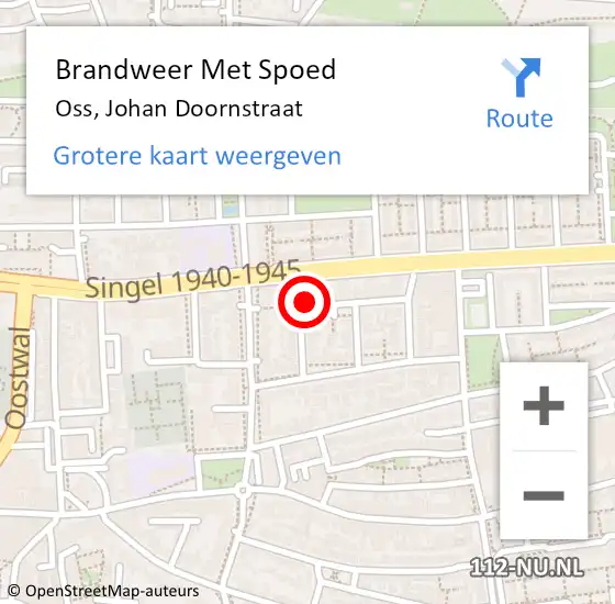 Locatie op kaart van de 112 melding: Brandweer Met Spoed Naar Oss, Johan Doornstraat op 26 februari 2021 01:51