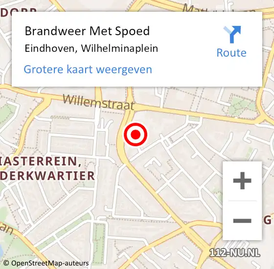 Locatie op kaart van de 112 melding: Brandweer Met Spoed Naar Eindhoven, Wilhelminaplein op 26 februari 2021 03:36