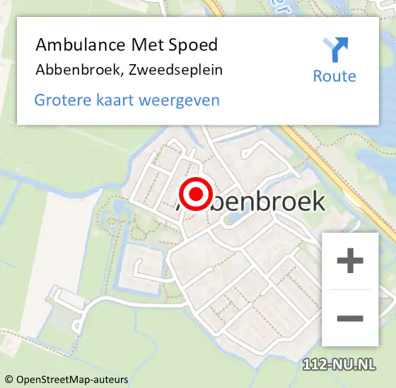 Locatie op kaart van de 112 melding: Ambulance Met Spoed Naar Abbenbroek, Zweedseplein op 26 februari 2021 04:46