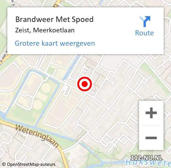 Locatie op kaart van de 112 melding: Brandweer Met Spoed Naar Zeist, Meerkoetlaan op 26 februari 2021 08:57