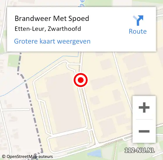 Locatie op kaart van de 112 melding: Brandweer Met Spoed Naar Etten-Leur, Zwarthoofd op 26 februari 2021 09:13