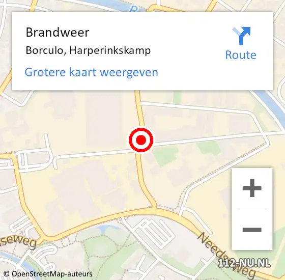 Locatie op kaart van de 112 melding: Brandweer Borculo, Harperinkskamp op 26 februari 2021 11:06