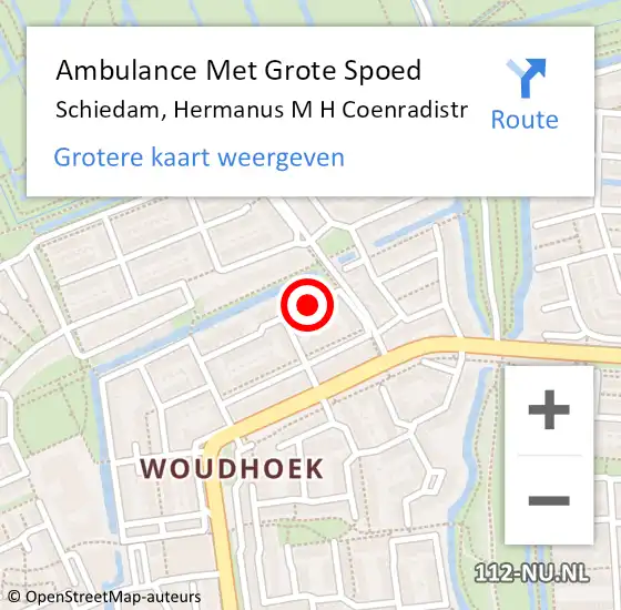 Locatie op kaart van de 112 melding: Ambulance Met Grote Spoed Naar Schiedam, Hermanus M H Coenradistr op 26 februari 2021 12:50