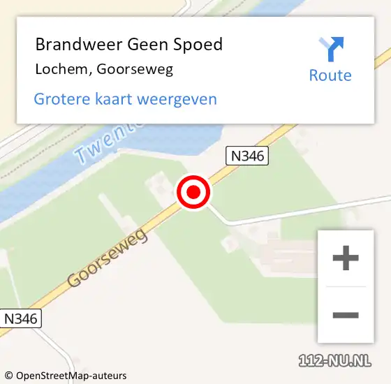 Locatie op kaart van de 112 melding: Brandweer Geen Spoed Naar Lochem, Goorseweg op 26 februari 2021 13:05